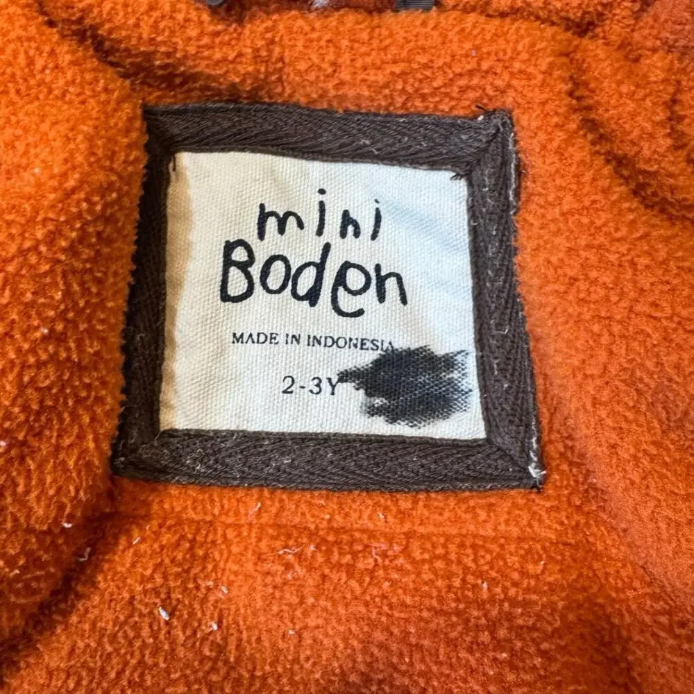 Mini Boden Winter Coat, Boys size 2T-3T, Brown & Orange